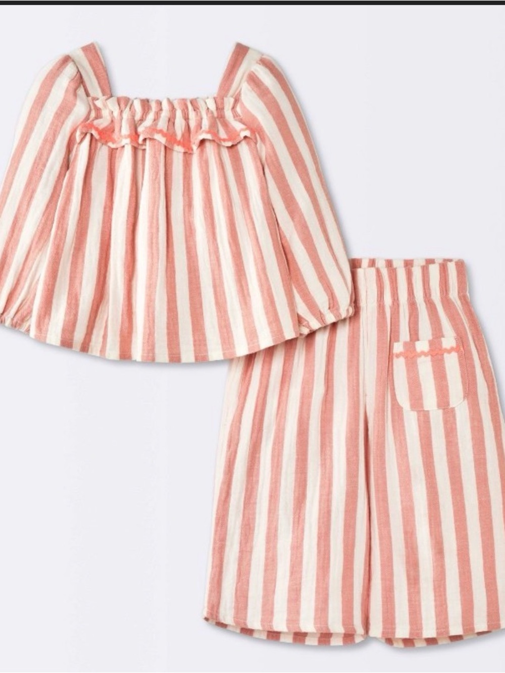 Cloud island 2 piece striped gauze top and pants set - pink newborn
